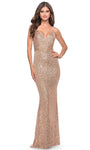 V-neck Spaghetti Strap Sequined Open-Back Ruched Faux Wrap Natural Waistline Sheath Sheath Dress/Prom Dress with a Brush/Sweep Train