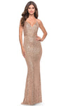 V-neck Sheath Natural Waistline Ruched Faux Wrap Open-Back Sequined Spaghetti Strap Sheath Dress/Prom Dress with a Brush/Sweep Train