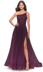 Sexy Sophisticated A-line Tulle Ruched Asymmetric Open-Back Slit Shirred Spaghetti Strap Corset Natural Waistline Prom Dress with a Brush/Sweep Train