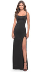 Sexy Jersey Sheath Slit Open-Back Sleeveless Tank Square Neck Natural Waistline Sheath Dress/Prom Dress with a Brush/Sweep Train