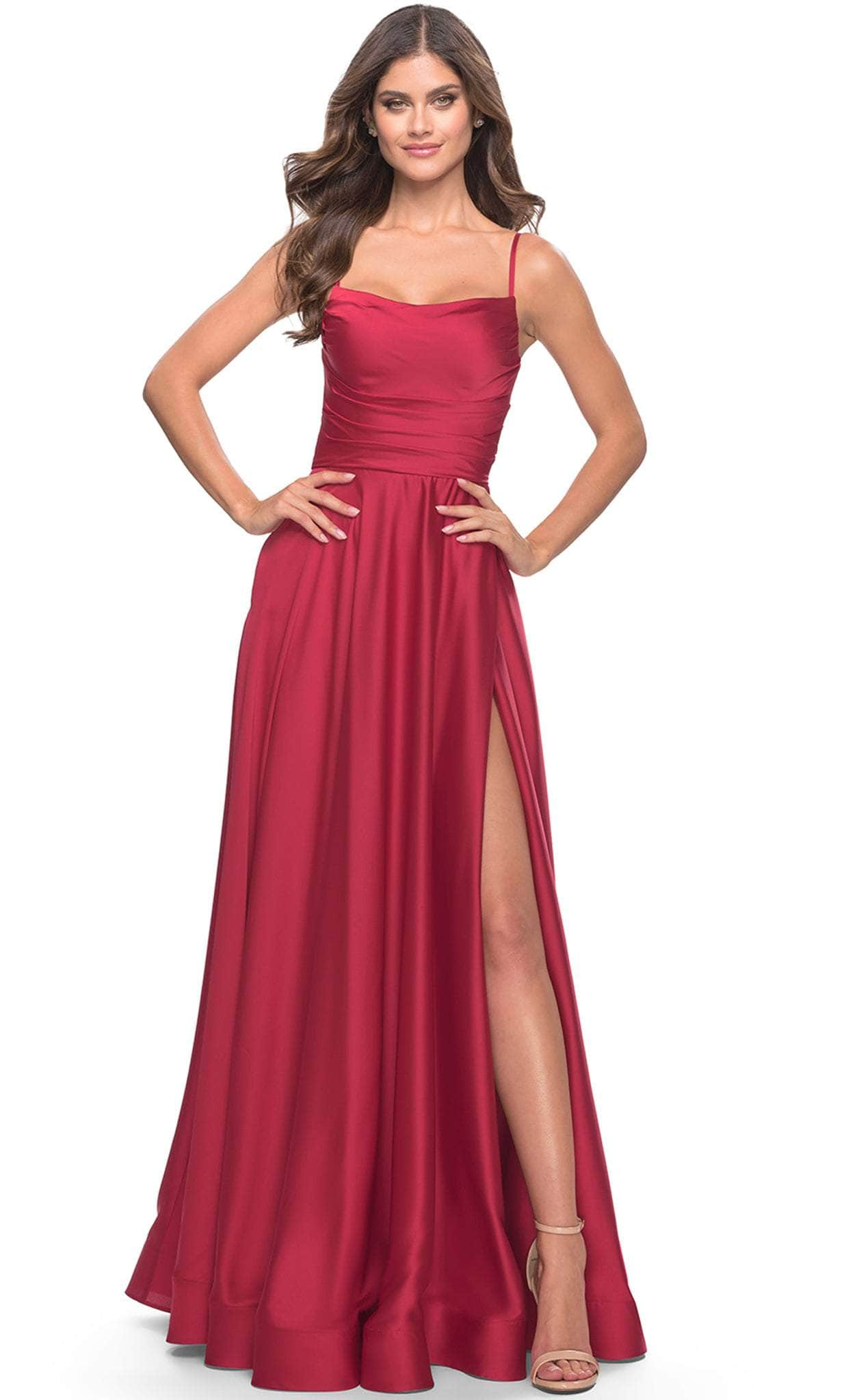 La Femme 31105 - A-Line Ruched Satin Evening Dress
