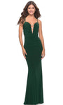 Tall Spaghetti Strap Bandeau Neck Plunging Neck Sweetheart Natural Waistline Lace-Up Beaded Ruched Sheath Sheath Dress/Prom Dress with a Brush/Sweep Train