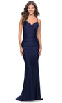 Strapless Mermaid Jersey Floor Length Sweetheart Back Zipper Open-Back Ruched Fitted Natural Waistline Evening Dress with a Brush/Sweep Train