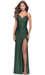 Sexy Cowl Neck Jersey Sheath Beaded Slit Corset Natural Waistline Spaghetti Strap Sheath Dress/Prom Dress with a Brush/Sweep Train With Rhinestones