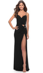 Sexy V-neck Cutout Lace-Up Ruched Slit Wrap Jersey Sweetheart Spaghetti Strap Natural Waistline Sheath Sheath Dress/Prom Dress with a Brush/Sweep Train With a Bow(s)