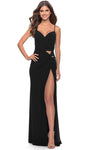 Sexy V-neck Spaghetti Strap Sheath Sweetheart Cutout Lace-Up Slit Ruched Wrap Jersey Natural Waistline Sheath Dress/Prom Dress with a Brush/Sweep Train With a Bow(s)