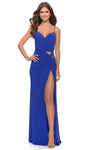 Sexy V-neck Sheath Spaghetti Strap Jersey Sweetheart Natural Waistline Ruched Slit Wrap Lace-Up Cutout Sheath Dress/Prom Dress with a Brush/Sweep Train With a Bow(s)