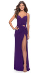 Sexy V-neck Sweetheart Jersey Sheath Wrap Ruched Lace-Up Cutout Slit Spaghetti Strap Natural Waistline Sheath Dress/Prom Dress with a Brush/Sweep Train With a Bow(s)