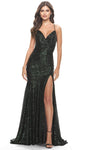 V-neck Mermaid Lace-Up Slit Sequined Spaghetti Strap Natural Waistline Fall Prom Dress with a Brush/Sweep Train