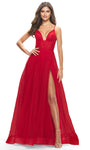 A-line Natural Waistline Floor Length Sweetheart Sleeveless Spaghetti Strap Illusion Slit Tulle Prom Dress