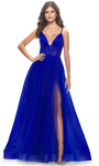 A-line Floor Length Sweetheart Sleeveless Spaghetti Strap Natural Waistline Tulle Illusion Slit Prom Dress