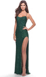 Spaghetti Strap Natural Waistline Bandeau Neck Scoop Neck Lace-Up Slit Sequined Sheath Sheath Dress/Prom Dress with a Brush/Sweep Train