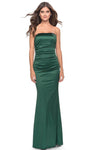 Strapless Back Zipper Shirred Ruched Straight Neck Floor Length Sheath Jersey Natural Waistline Sheath Dress/Prom Dress