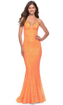 V-neck Sleeveless Mermaid Back Zipper Sequined Fitted Glittering Lace-Up Sweetheart Natural Waistline Evening Dress with a Brush/Sweep Train