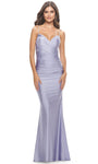 Sheath Jersey Sweetheart Floor Length Jeweled Ruched V Back Sleeveless Spaghetti Strap Natural Waistline Sheath Dress/Evening Dress/Prom Dress with a Brush/Sweep Train