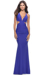 V-neck Back Zipper Open-Back Cutout Self Tie Pleated Sleeveless Natural Waistline Plunging Neck Mermaid Jersey Evening Dress with a Brush/Sweep Train