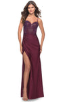 Jersey Natural Waistline Sweetheart Sleeveless Spaghetti Strap Open-Back Back Zipper Ruched Slit Sheer Sheath Sheath Dress/Evening Dress with a Brush/Sweep Train With Rhinestones