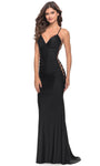 Natural Waistline Fitted Sheath Cowl Neck Sleeveless Jersey Sheath Dress/Evening Dress with a Brush/Sweep Train