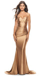 Tall Strapless Natural Waistline Sweetheart Pleated Gathered Ruched Mermaid Prom Dress with a Brush/Sweep Train