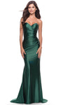 Tall Strapless Mermaid Natural Waistline Pleated Ruched Gathered Sweetheart Prom Dress with a Brush/Sweep Train