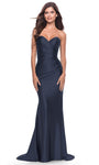 Tall Strapless Ruched Gathered Pleated Sweetheart Mermaid Natural Waistline Prom Dress with a Brush/Sweep Train