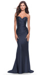 Tall Strapless Gathered Pleated Ruched Natural Waistline Mermaid Sweetheart Prom Dress with a Brush/Sweep Train