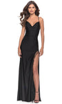 Cowl Neck Jersey Spaghetti Strap Slit Lace-Up Natural Waistline Sheath Sheath Dress/Prom Dress with a Brush/Sweep Train