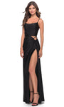 Sheath Jersey Sleeveless Spaghetti Strap Lace-Up Back Zipper Pleated Asymmetric Cutout Slit Square Neck Natural Waistline Sheath Dress/Evening Dress with a Brush/Sweep Train