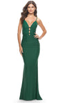 V-neck Floor Length Sheath Lace-Up Back Zipper Fitted Natural Waistline Sleeveless Jersey Sheath Dress/Evening Dress