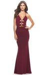 V-neck Jersey Sleeveless Spaghetti Strap Natural Waistline Fitted Cutout Lace-Up Back Zipper Floor Length Sheath Sheath Dress/Evening Dress/Prom Dress