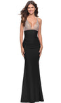 V-neck Jersey Sheath Empire Waistline Fitted Open-Back Sleeveless Sheath Dress/Evening Dress with a Brush/Sweep Train by La Femme