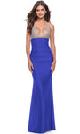 V-neck Sheath Jersey Floor Length Empire Waistline Fitted Open-Back Sleeveless Sheath Dress/Evening Dress with a Brush/Sweep Train With Rhinestones