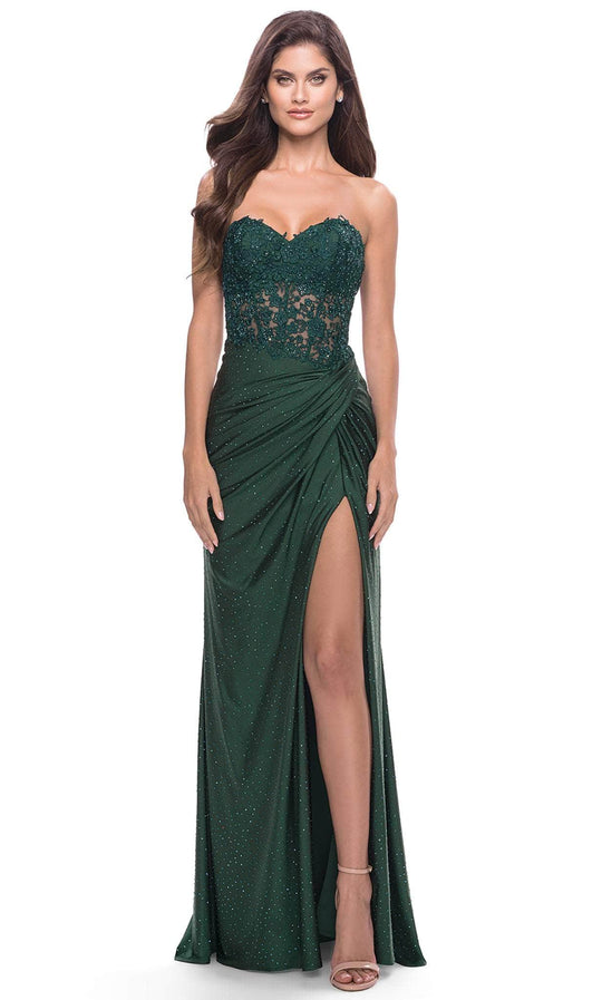 Emerald Hunter Green Lace Mermaid Long Green Prom Dress With Detachable  Train Modest Long Sleeve Formal Evening Wear From Verycute, $76.39