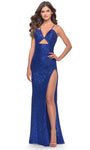 V-neck Empire Waistline Sheath Floor Length Sleeveless Lace-Up Sequined Back Zipper Fitted Slit Ruched Sheath Dress/Evening Dress