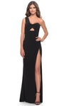 Tall Tall Slit Fitted Keyhole Back Zipper Floor Length Sheath Jersey Natural Waistline One Shoulder Thick Straps Sweetheart Sheath Dress/Evening Dress with a Brush/Sweep Train