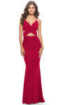 V-neck Back Zipper Sequined Slit Ruched Open-Back Natural Waistline Jersey Sleeveless Spaghetti Strap Sheath Sheath Dress with a Brush/Sweep Train