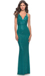 Sophisticated V-neck Sleeveless Empire Waistline Back Zipper Fitted Sequined Lace-Up Sheath Sheath Dress/Evening Dress