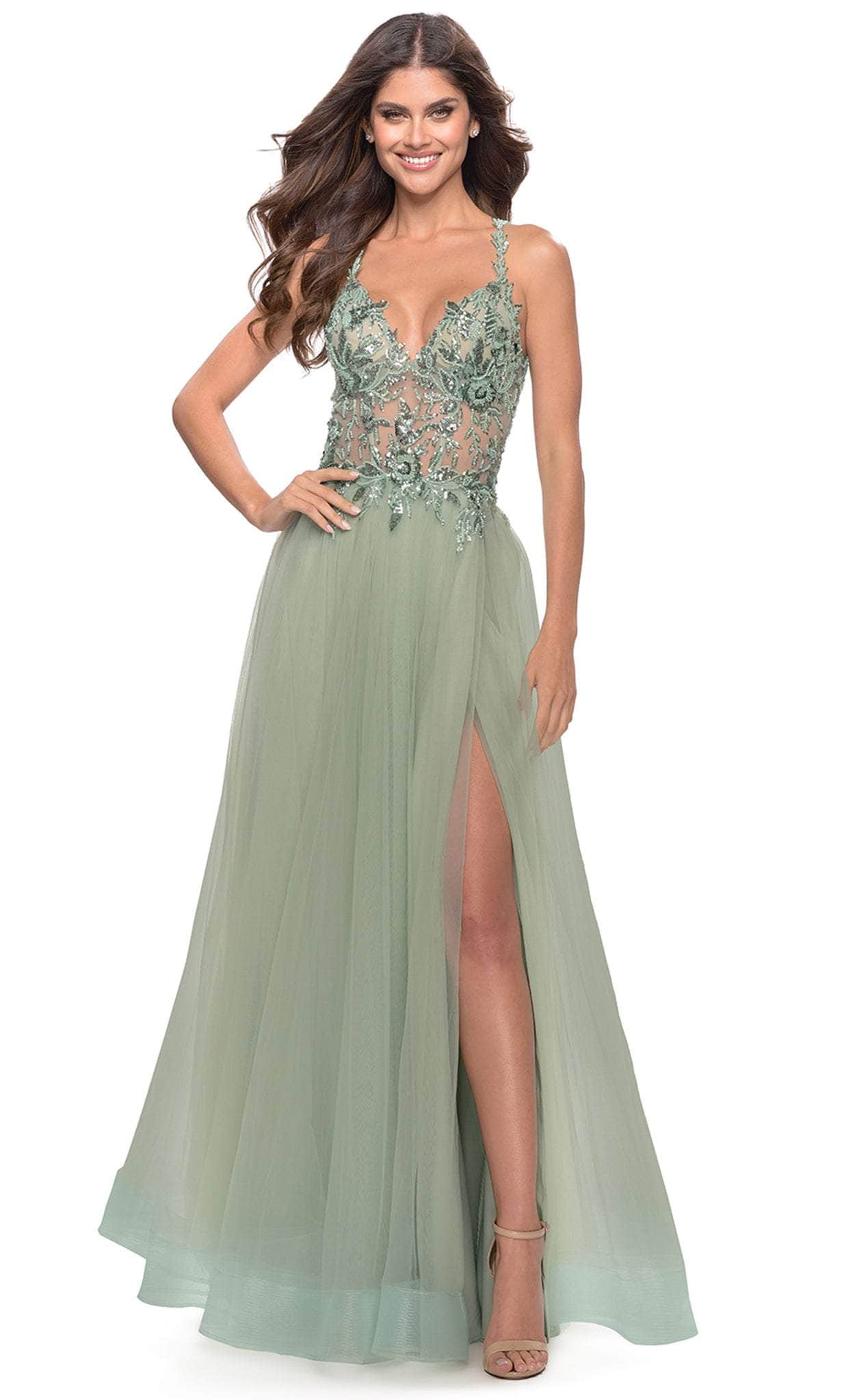 La Femme 31369 - Sleeveless Sheer Bodice Prom Dress
