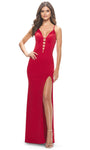 V-neck Back Zipper Open-Back Lace-Up Slit Natural Waistline Jersey Plunging Neck Sheath Sleeveless Spaghetti Strap Sheath Dress/Evening Dress