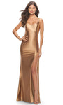 Sexy Sheath Slit Natural Waistline Scoop Neck Tank Jersey Sheath Dress/Prom Dress with a Brush/Sweep Train