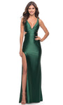 V-neck Sheath Jersey Plunging Neck Natural Waistline Sleeveless Cutout Back Zipper Slit Sheath Dress/Evening Dress