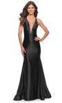 V-neck Natural Waistline Sleeveless Mermaid Open-Back Fitted Sheer Jersey Floor Length Evening Dress/Party Dress with a Brush/Sweep Train