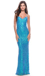 Print Sequin Evening Dress