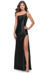 Jersey One Shoulder Spaghetti Strap Sheath Open-Back Slit Asymmetric Natural Waistline Sheath Dress/Prom Dress with a Brush/Sweep Train