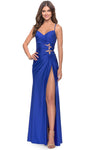 V-neck Slit Ruched Fitted Lace-Up Jersey Sleeveless Sheath Natural Waistline Sweetheart Sheath Dress/Prom Dress