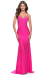 V-neck Natural Waistline Sleeveless Mermaid Open-Back Sheer Fitted Back Zipper Jersey Prom Dress with a Brush/Sweep Train With Rhinestones