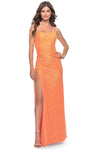 Scoop Neck Sequined Slit Open-Back Fitted Back Zipper Natural Waistline Sheath Sleeveless Spaghetti Strap Sheath Dress