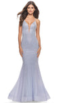 Sophisticated V-neck Sleeveless Fitted Sheer Open-Back Beaded Tulle Natural Waistline Mermaid Plunging Neck Evening Dress with a Brush/Sweep Train With Rhinestones