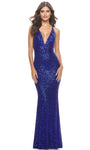 V-neck Sleeveless Natural Waistline Back Zipper Lace-Up Sequined Banding Plunging Neck Sheath Sheath Dress/Prom Dress with a Brush/Sweep Train