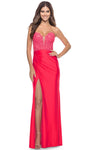 V-neck Strapless Sweetheart Sheath Floor Length Natural Waistline Sheer Back Sheer Mesh Slit Sheath Dress/Evening Dress